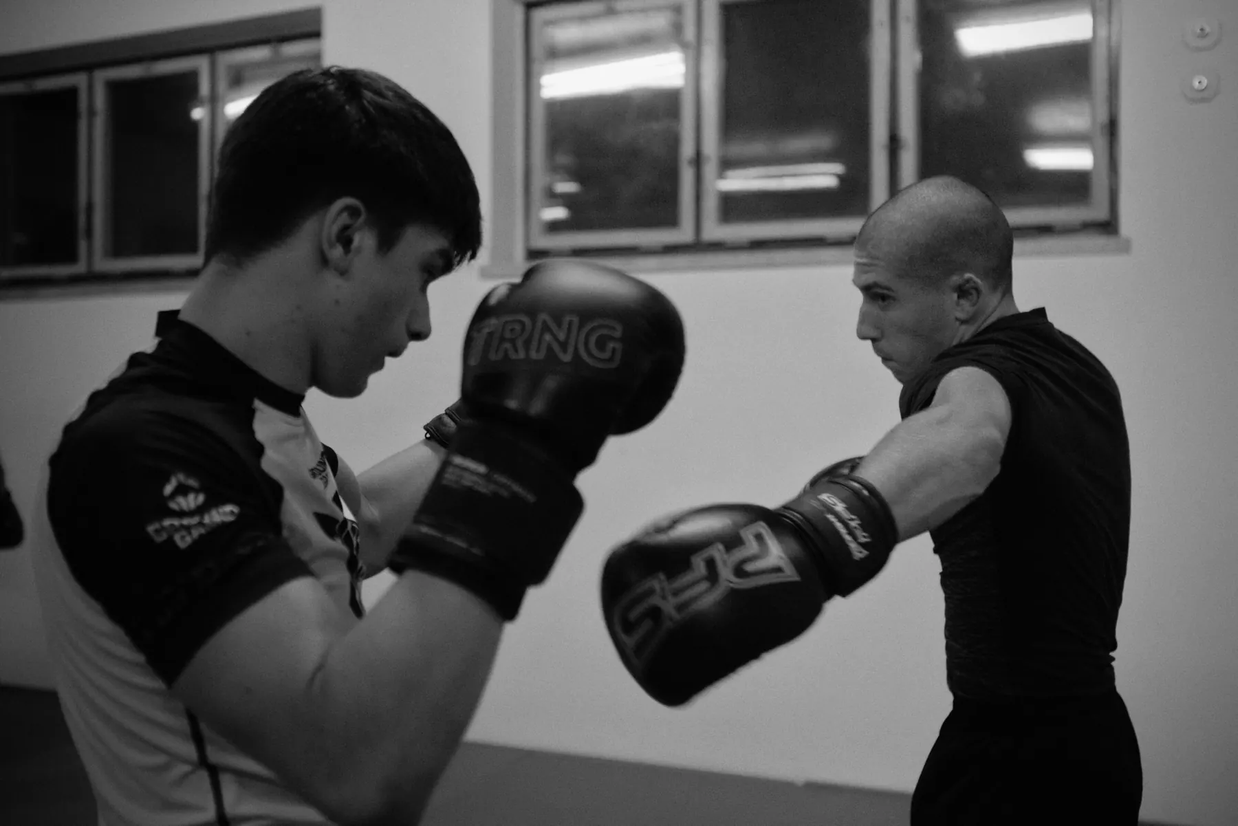 Partner work at kickboxing training